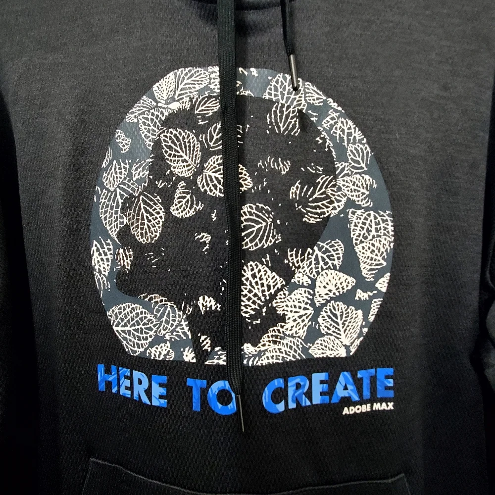 Adidas "Here to Create" Adobe Max Climawarm Hoodie pullover in black 2X - Picture 6 of 10
